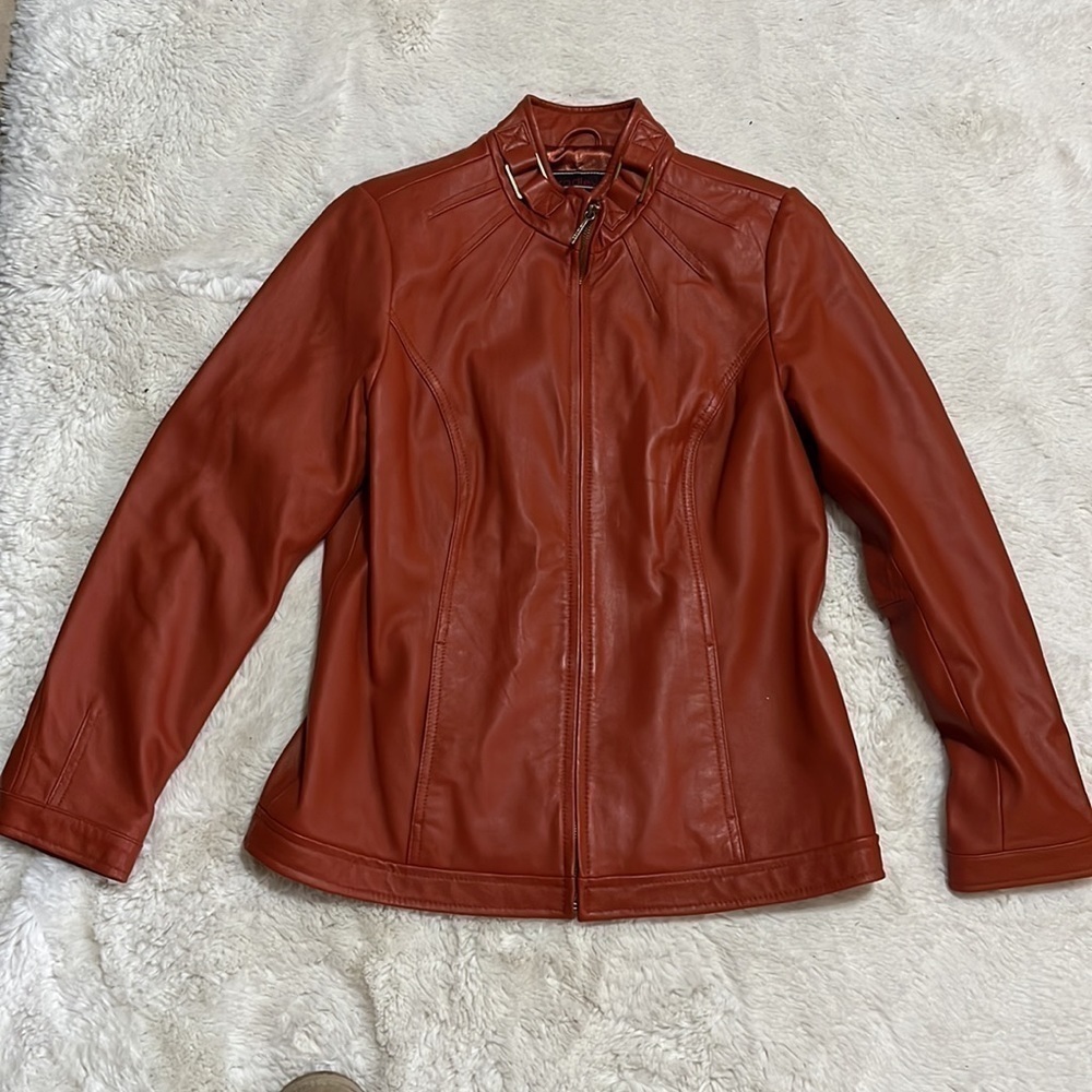 Bradley bayou Womens Genuine leather brown / orange  jacket Womens size … - Picture 5 of 8